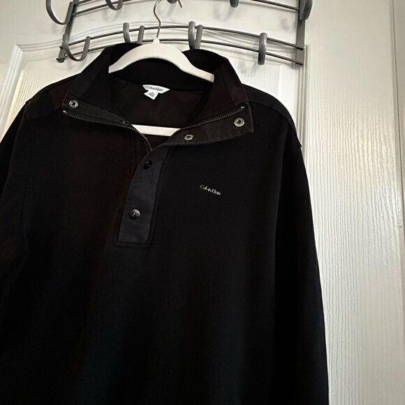 Calvin Klein Men’s 1/4 zip button pullover black sweater Medium EUC - Picture 7 of 15